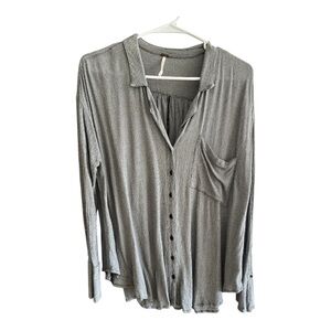 Free People Gray Long Sleeve Button Down Shirt